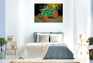 Premium Textil-Leinwand 120 cm x 80 cm quer Oldtimer Traktor Deutz