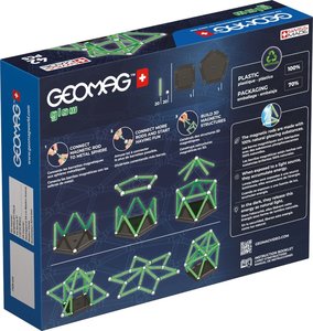 Invento 507071 - Geomag Classic Glow Recycled 42 pcs, Magnetischer Baukasten, Magnetspielzeuge