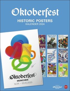 Oktoberfest Posterkalender 2024. Außergewöhnliches Oktoberfest-Souvenir für Fans des berühmten Volksfests – München-Kalender mit Originalplakaten der Wiesn im Format 34 x 44 cm. Hochformat