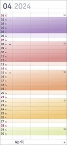 Bunte Wochen Planer für 2 2024. Praktischer Wandplaner für zwei mit 3 Spalten. Wandkalender mit Schulferien und 3-Monats-Ausblick. Terminkalender 2024 zum Eintragen.