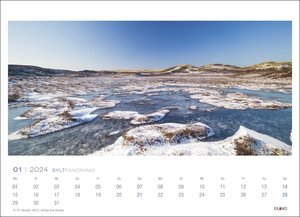 Sylt Panorama Postkartenkalender 2024. Endlose Sandstrände und Dünen in einem Foto-Kalender zum Aufhängen. Jeden Monat eine Postkarte zum Sammeln oder Verschicken.