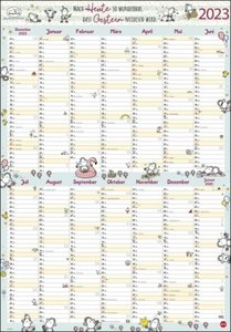 sheepworld Posterplaner 2023. Liebevoll illustrierter Wand-Kalender mit niedlichen Schaf-Cartoons. Praktischer Jahresplaner 2023 zum Eintragen