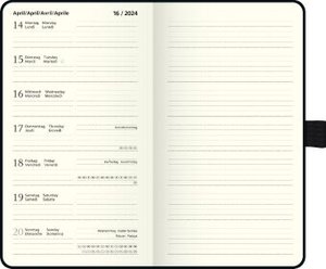 Wochenkalender, Taschenkalender, 2024, Kompagnon, Modell 714, linke Seite Kalendarium, Baladek-Einband, schwarz