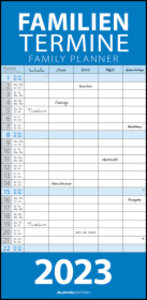 Blau 2023 Familienplaner - Familien-Timer - Termin-Planer - Kinder-Kalender - Familien-Kalender - 22x45