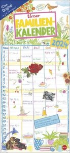 Gabi Kohwagner Unser Familienkalender 2024. Liebevoll illustrierter Kalender für Familien mit handschriftlichen Details. Wandkalender 2024 mit 5 Spalten.