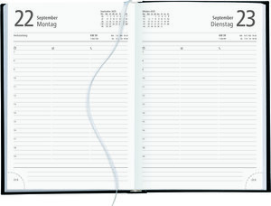 Buchkalender rot 2025 - Bürokalender 14,5x21 cm - 7 Tage auf 6 Seiten - wattierter Kunststoffeinband - Stundeneinteilung 7 - 19 Uhr - 873-0011