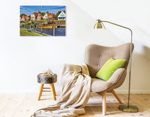 Premium Textil-Leinwand 75 cm x 50 cm quer Hafen-Panorama, wie aus dem Bilderbuch
