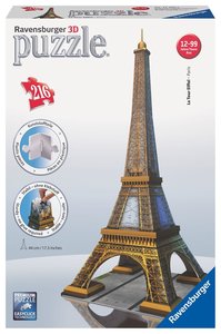 Ravensburger 3D Puzzle 12556 - Eiffelturm - 216 Teile - Das UNESCO Weltkultur Erbe zum selber Puzzeln ab 10 Jahren