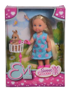 Simba 105733338 - Evi Love Sweet Scooter, Evi mit Roller und Hund, Puppe