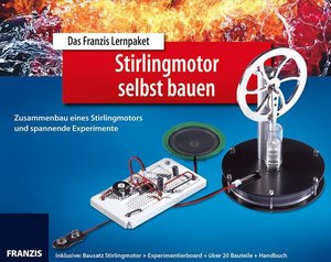 Lernpaket - Stirlingmotor selbst bauen, Bausatz Stirlingmotor + Experimentierboard + über 20 Bauteile + Handbuch
