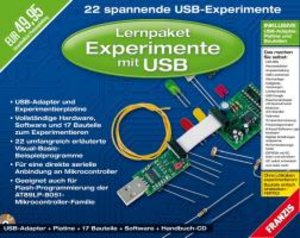 Lernpaket Experimente mit USB, USB-Adapter + Platine + 17 Bauteile + Software + Handbuch-CD