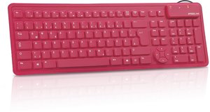 RUGG Flexible Silikon Keyboard, Tastatur (geräuscharme Tasten, aufrollbar, spritzwassergeschützt, USB), rot
