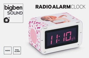 Radiowecker RR30 - Dogs II (LCD-Display dimmbar), RadioAlarmClock, weiß/pink