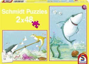 Schmidt 56101 - Kl. weißer Hai, Kinderpuzzle 2x48 Teile
