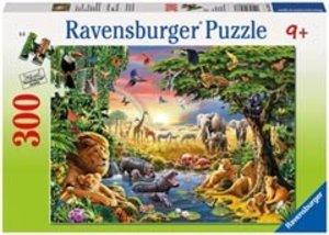Ravensburger Kinderpuzzle - 13073 Abendsonne am Wasserloch - Tier-Puzzle für Kinder ab 9 Jahren, mit 300 Teilen im XXL-Format