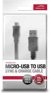 Micro-USB To USB Sync & Charge Cable, USB-Kabel, schwarz