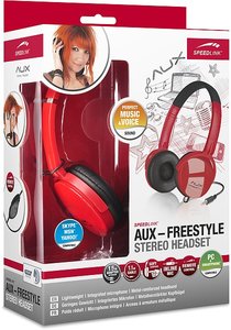 AUX - FREESTYLE Stereo Headset, black-red SL-8752-BKRD