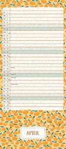 All About Orange 2025 – Planer mit variabler Spaltenzahl – Modernes Pattern-Design – Format 22 x 49,5 cm