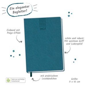 Trötsch Taschenkalender A6 Soft Touch Petrol 2025