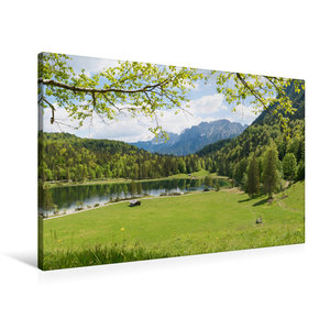 Premium Textil-Leinwand 90 cm x 60 cm quer Ferchensee und Karwendel, Mittenwald