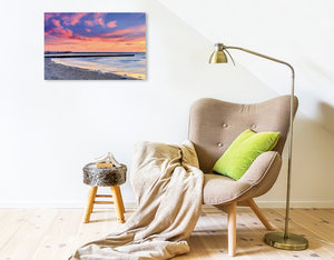 Premium Textil-Leinwand 75 cm x 50 cm quer Sonnenuntergang an der Ostseeküste