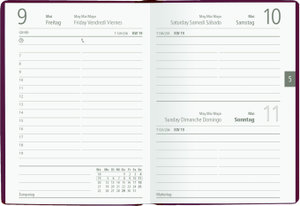 Taschenkalender bordeaux 2025 - Bürokalender 10,2x14,2 - 1 Tag auf 1 Seite - flexibler Kunstoffeinband - Stundeneinteilung 7 - 19 Uhr - 610-1011
