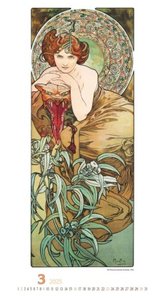 Alfons Mucha 2025 - Bild-Kalender 33x60 cm - Kunstkalender - mit stilvollem Glitzereffekt - Jugendstil - Wandkalender - Alpha Edition