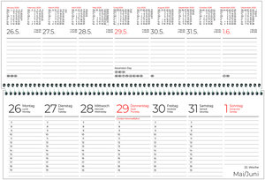 Tischquerkalender Recycling 2025 - 29,6x9,9 - 1 Woche auf 2 Seiten - Blauer Engel - Kalender aus Recyclingpapier - Stundeneinteilung 7 - 19 Uhr - 116-0700
