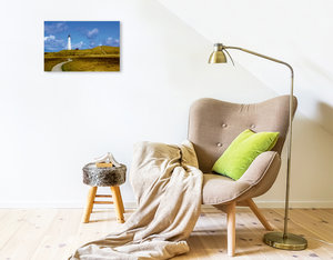 Premium Textil-Leinwand 45 cm x 30 cm quer Blick auf den Leuchtturm Lyngvig Fyr