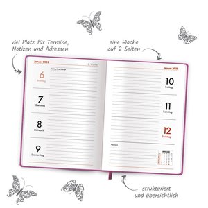 Trötsch Taschenkalender A6 Soft Touch Blumen 2025