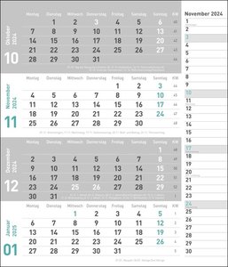 tm 4-Monats-Planer türkis 2024. Praktischer Wandplaner mit Datumsschieber. Büro-Kalender mit Notizspalte und Jahresübersicht. Wandkalender 2024 fürs Büro. 30 x 35 cm.