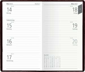 Taschenplaner bordeaux 2023 - Bürokalender 9,5x16 cm - 112 Seiten - 1 Woche auf 2 Seiten - separates Adressheft - faltbar - Notizheft - 560-1011