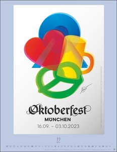 Oktoberfest Posterkalender 2024. Außergewöhnliches Oktoberfest-Souvenir für Fans des berühmten Volksfests – München-Kalender mit Originalplakaten der Wiesn im Format 34 x 44 cm. Hochformat