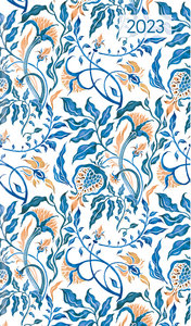 Ladytimer Slim Blue Flowers 2023 - Taschen-Kalender 9x15,6 cm - Blumen - Weekly - 128 Seiten - Notiz-Buch - Alpha Edition