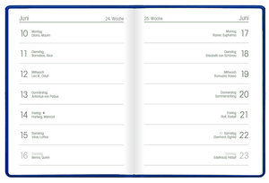 Taschenkalender blau 2025 - Büro-Kalender 8,3x10,7 - 1W/1S - flexibler Kunststoffeinband - 650-1015-1