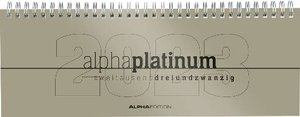Tisch-Querkalender alpha platinum 2023 - Büro-Planer 29,7x10,5 cm - Tisch-Kalender - 1 Woche 2 Seiten - platin - Ringbindung - Alpha Edition