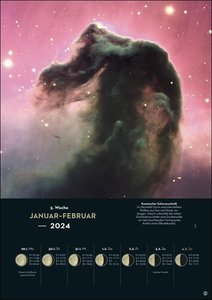 Kosmos Himmelsjahr Wochenkalender 2024. Ein Best-of faszinierender Aufnahmen aus dem Sternenhimmel: Foto-Kalender mit Mondphasen und weiteren astronomischen Daten rund um Sonne, Weltall und Planeten