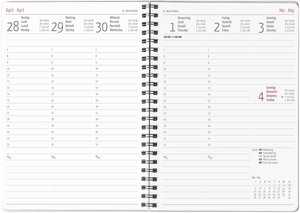 Zettler - Wochenplaner 2025 schwarz, 15x21cm, Taschenkalender mit 128 Seiten, 1 Woche auf 2 Seiten, Adressteil, Ringbindung, Monatsübersicht, Mondphasen und deutsches Kalendarium