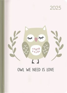 Lady Journal Owl we need 2025 - Eule - Taschenkalender A6 (10,7x15,2 cm) - Weekly - 192 Seiten - Notiz-Buch - Termin-Planer - Alpha Edition