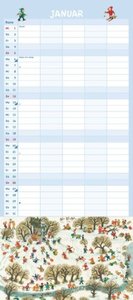 Ali Mitgutsch Familienkalender 2025 – Wandkalender – Familienplaner mit 5 Spalten – Format 22 x 49,5 cm