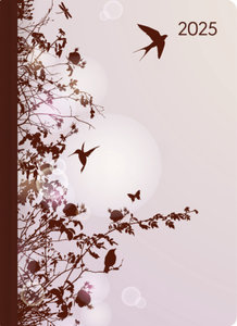 Alpha Edition - Mini-Buchkalender Style Hummingbird Tree 2025 Taschenkalender, 10,7x15,2cm, Kalender mit 352 Seiten, Notizmöglichkeiten, Adressteil, Mondphasen und internationales Kalendarium