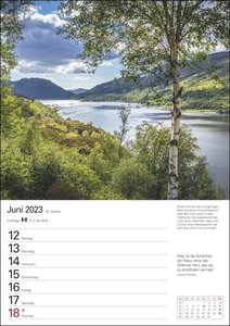 Schottland Wochenplaner 2023. Schön und praktisch: Terminkalender mit tollen Fotos von Schottland, Wochenkalendarium und Zitaten. Dekorativer Kalender für Organisatorisches.