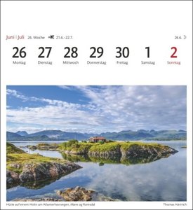 Norwegen Sehnsuchtskalender 2023. Urlaubsträume in einem Tischkalender im Postkartenformat. Jede Woche tolle Eindrücke verpackt in einen kleinen Foto-Kalender. Auch zum Aufhängen.
