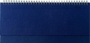 Zettler - Tisch-Querkalender Balacron 2025 blau, 29,7x10,5cm, Bürokalender mit 112 Seiten, Monatsübersicht, Notizteil, Mondphasen, Jahresübersicht, Ringbindung und internationales Kalendarium