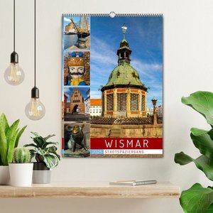 Wismar - Stadtspaziergang (Wandkalender 2025 DIN A2 hoch), CALVENDO Monatskalender