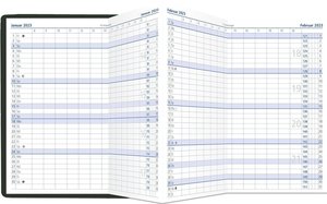 Taschenplaner Leporello PVC schwarz 2023 - Bürokalender 9,5x16 cm - 1 Monat auf 2 Seiten - separates Adressheft - faltbar - Notizheft - 510-1020