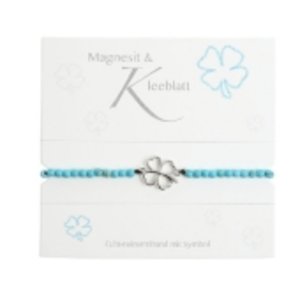 Armband mit Echtsteinen Magnesit mit Symbol \"Kleeblatt\"