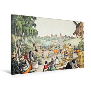 Premium Textil-Leinwand 120 cm x 80 cm quer Feldernte (Sommer), Künstler: Carl Wilke (1800-1876)