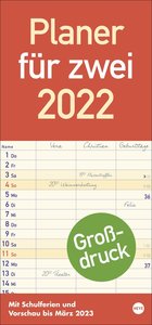 Großdruck Planer für zwei Kalender 2022