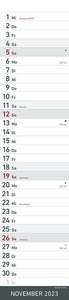 Streifenplaner SCHWARZ 2023 - Streifenkalender - Wandplaner - Küchen-Kalender - 11,3x49,5